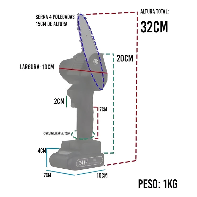 Motoserra Elétrica Portátil  SteelHand Pro 24V